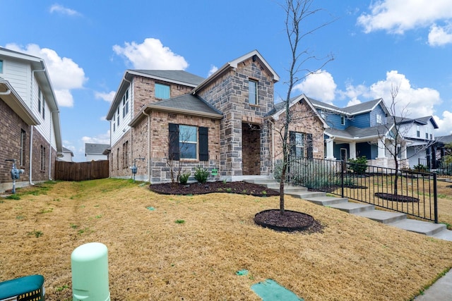 view of front of home featuring a front lawn