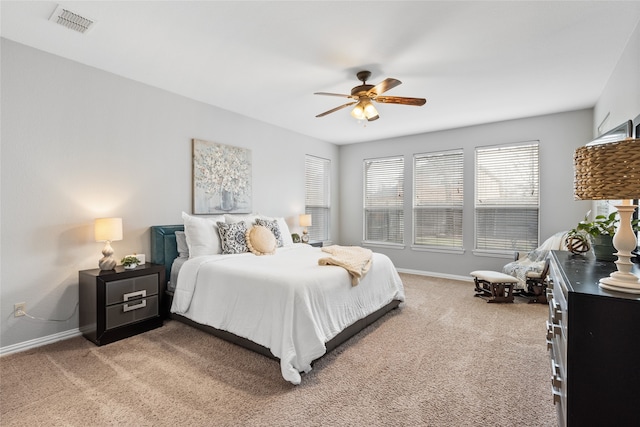 bedroom featuring carpet floors and ceiling fan