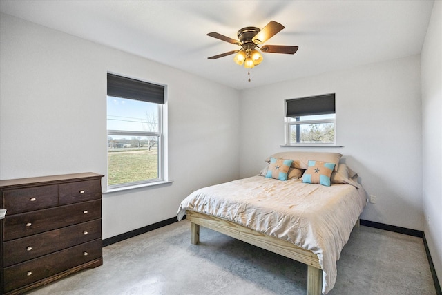 bedroom featuring ceiling fan