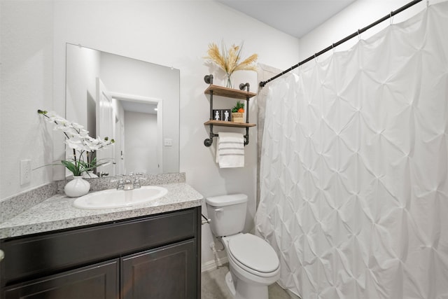 16501 Portage St, Justin, TX 76247 - bathroom featuring vanity, toilet, and a shower with shower curtain