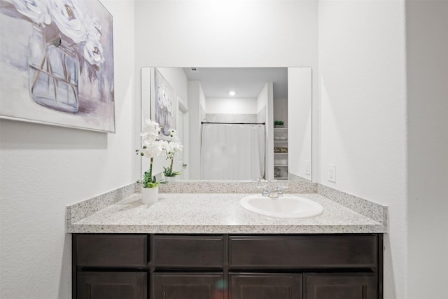 16501 Portage St, Justin, TX 76247 - bathroom with vanity and a shower with shower curtain