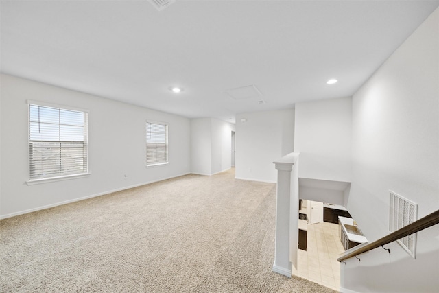 16501 Portage St, Justin, TX 76247 - basement featuring light carpet, recessed lighting, and baseboards