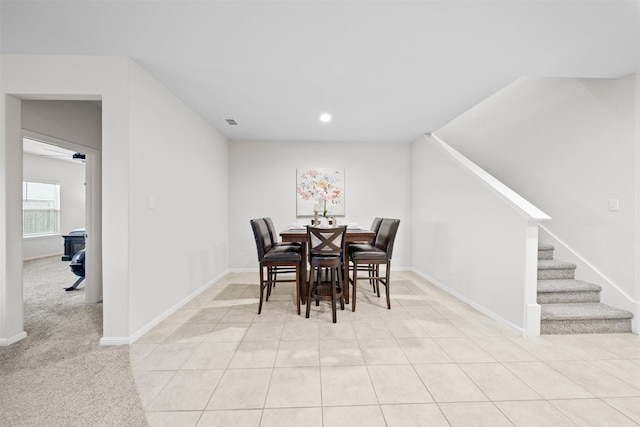 16501 Portage St, Justin, TX 76247 - dining space with stairs, baseboards, and recessed lighting