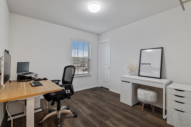 office area featuring dark hardwood / wood-style floors