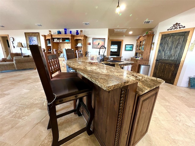 bar with light stone counters