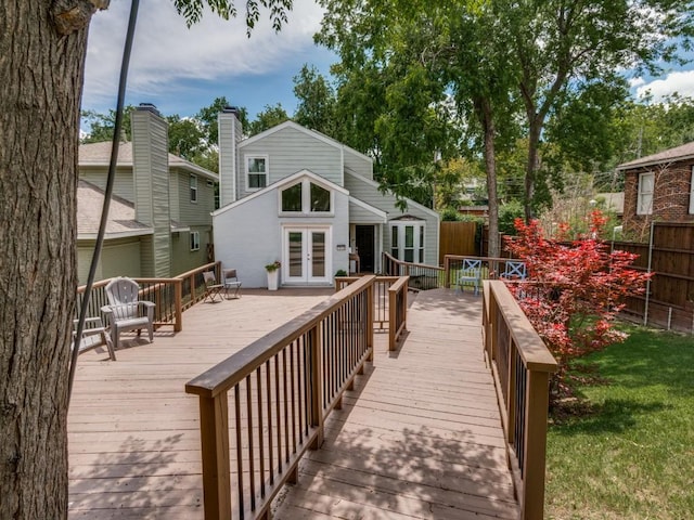 7010 San Mateo Blvd, Dallas, TX 75223 - rear view of property featuring french doors, a deck, and fence