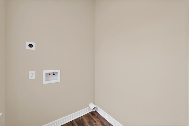 washroom featuring washer hookup, dark hardwood / wood-style floors, and hookup for an electric dryer