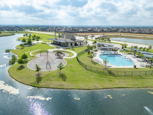 2700 Wallingford Dr, Mansfield, TX 76084 - aerial view of a pool area and a nearby body of water