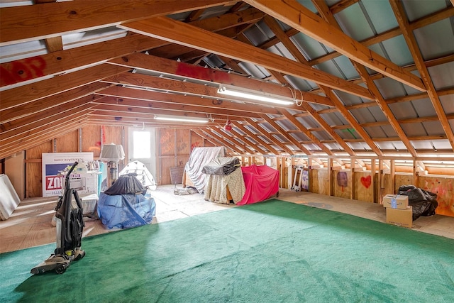 view of unfinished attic