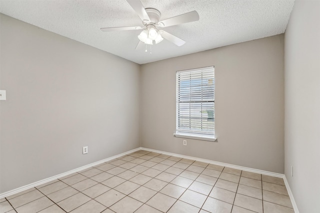 unfurnished room with a textured ceiling and ceiling fan