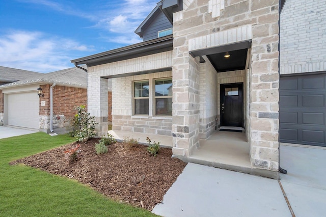 doorway to property featuring a garage