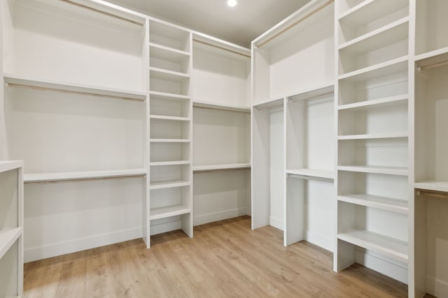 walk in closet featuring light hardwood / wood-style floors