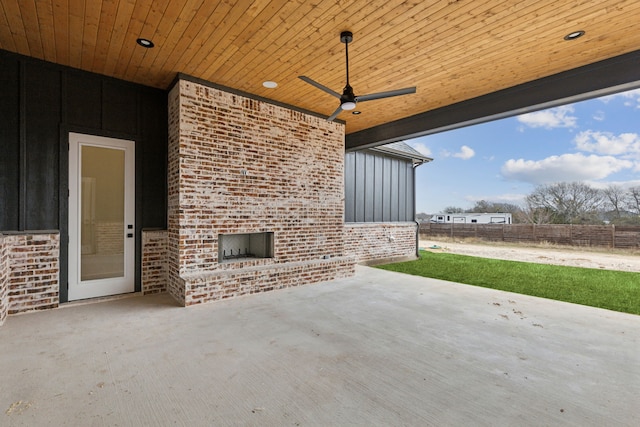 view of patio / terrace featuring ceiling fan