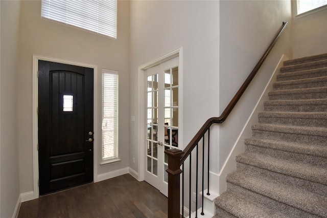 foyer featuring a healthy amount of sunlight and dark wood-type flooring