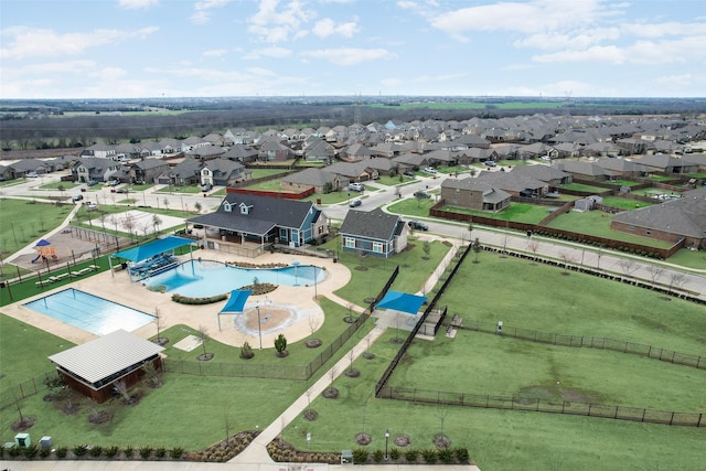 aerial view with a residential view