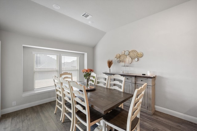 5626 Rowlan Row, Midlothian, TX 76065 - dining space with baseboards, lofted ceiling, and wood finished floors