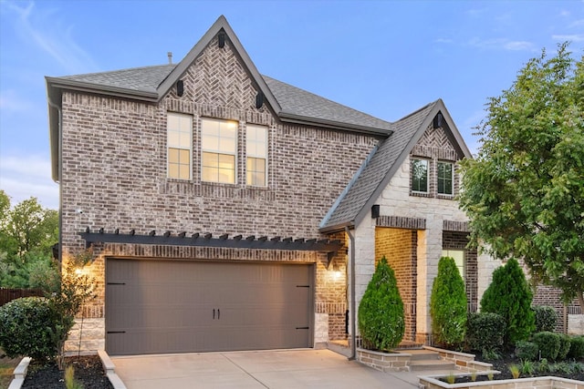 view of front of house with a garage