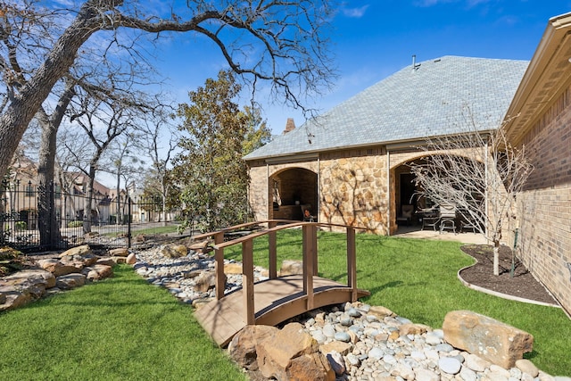 view of yard with a patio area and fence