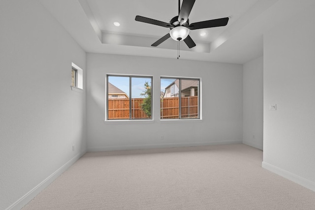 602 Lundy Ln, Mansfield, TX 76063 - spare room with a tray ceiling, carpet flooring, ceiling fan, baseboards, and recessed lighting