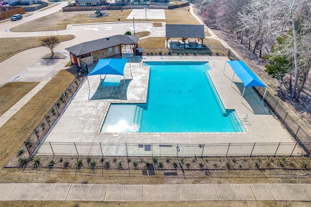 view of pool featuring a gazebo and a patio