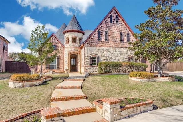 view of front of house with a front lawn