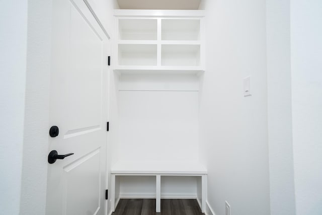 mudroom with dark wood-type flooring