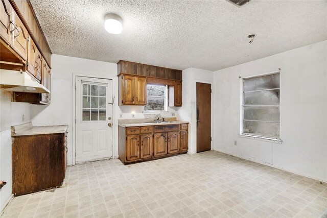 kitchen featuring sink and a textured ceiling