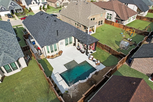 1845 Leo Dr, Van Alstyne, TX 75495 - aerial perspective of suburban area with a pool area