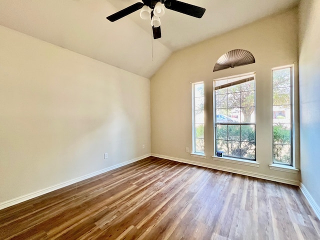 813 El Campo Dr, Rio Vista, TX 76093 - spare room with lofted ceiling, wood-type flooring, and a healthy amount of sunlight