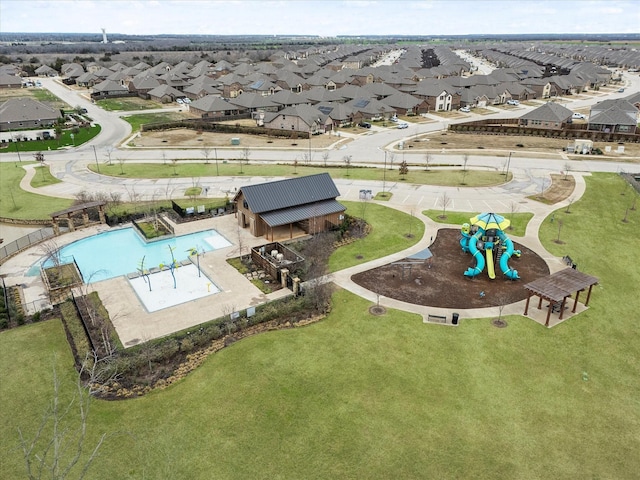 126 Condor Pass, Caddo Mills, TX 75135 - aerial perspective of suburban area featuring a recreational park and a pool area