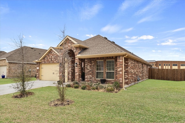 126 Condor Pass, Caddo Mills, TX 75135 - view of front facade with brick siding, concrete driveway, a garage, and roof with shingles