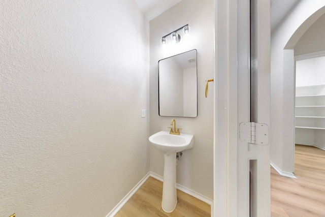 bathroom featuring wood-type flooring