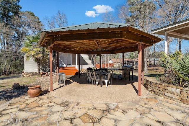 view of patio featuring a gazebo