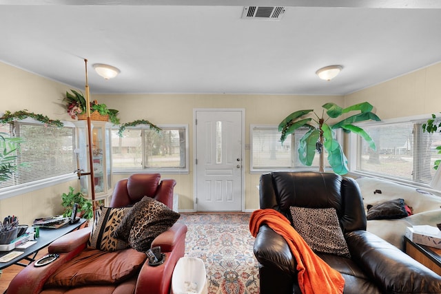 living room with hardwood / wood-style flooring