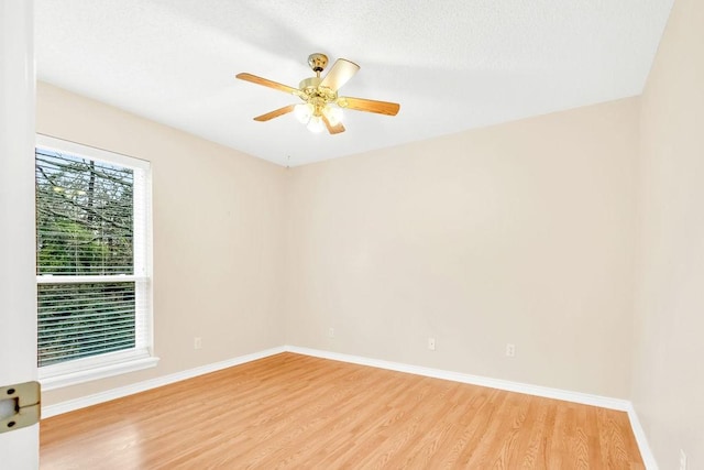 empty room featuring ceiling fan and light wood-type flooring