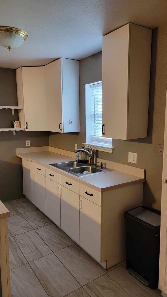 kitchen with white cabinetry and sink