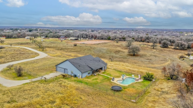 aerial view featuring a rural view