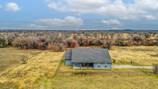 birds eye view of property featuring a rural view