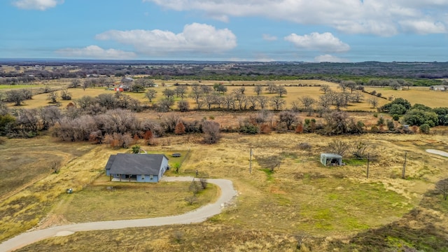 aerial view featuring a rural view