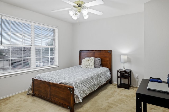 2312 Bantry Ln, Arlington, TX 76002 - bedroom with light carpet, baseboards, and a ceiling fan