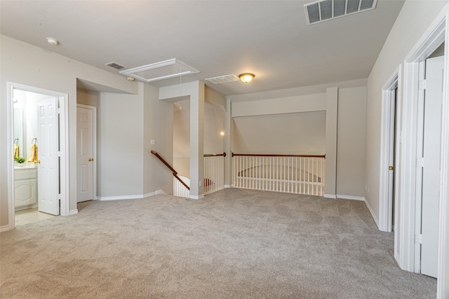 basement with light carpet