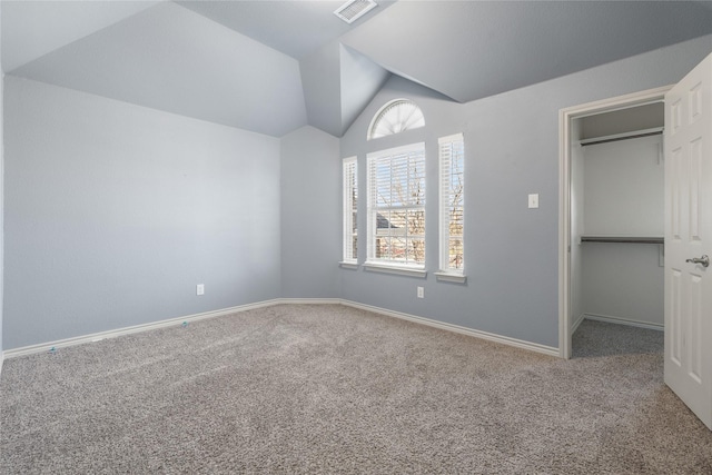 1300 Spanish Needle Trl, Fort Worth, TX 76177 - unfurnished bedroom with carpet, baseboards, vaulted ceiling, and visible vents