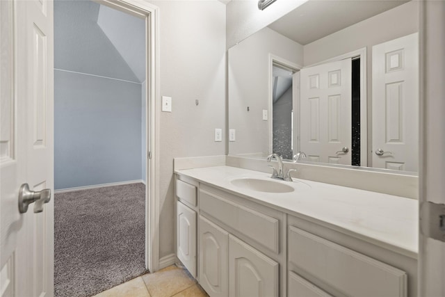 1300 Spanish Needle Trl, Fort Worth, TX 76177 - bathroom featuring tile patterned flooring, vanity, and baseboards