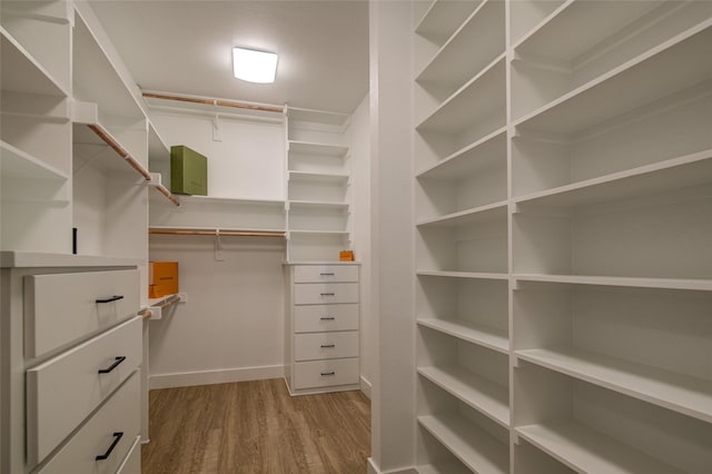 walk in closet featuring wood finished floors