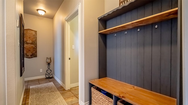 mudroom featuring light tile patterned flooring