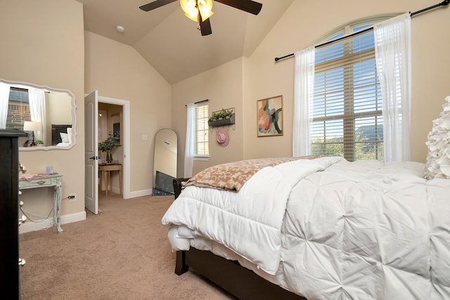 1844 Halifax St, Roanoke, TX 76262 - bedroom with lofted ceiling, light carpet, baseboards, and a ceiling fan