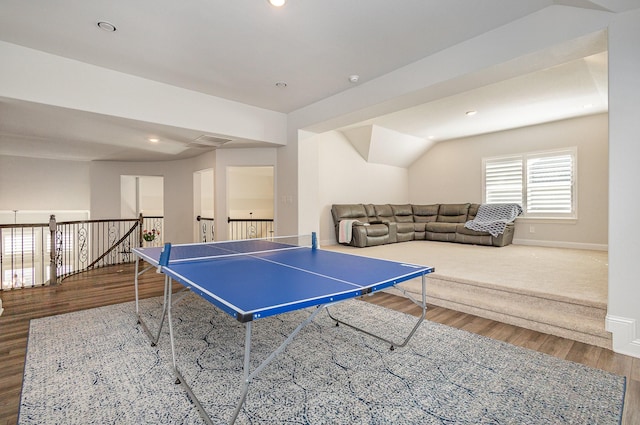 recreation room featuring wood-type flooring