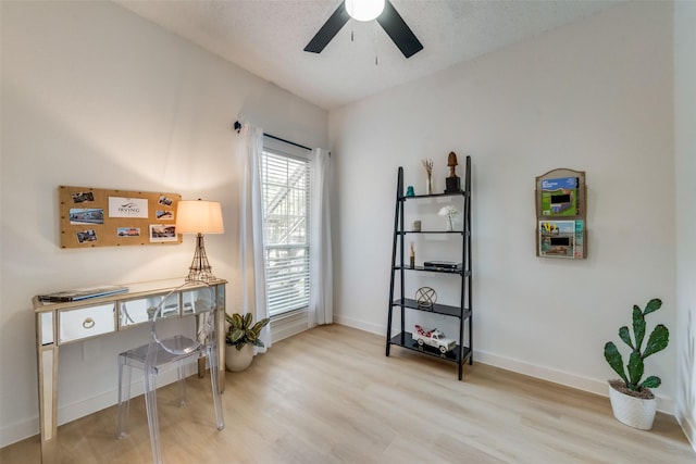 3639 W Northgate Dr Unit 150, Irving, TX 75062 - office area with a ceiling fan, wood finished floors, and baseboards