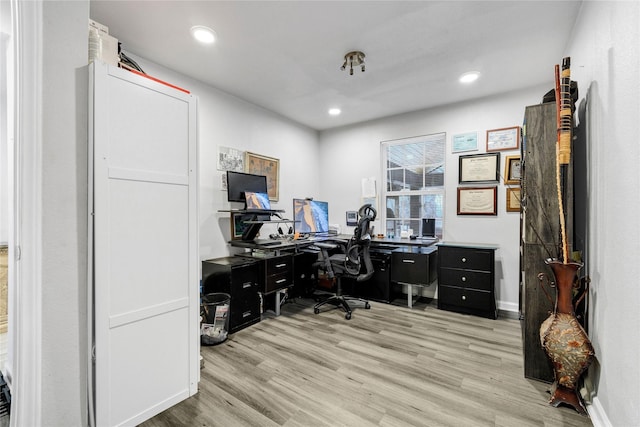 office featuring light wood-type flooring