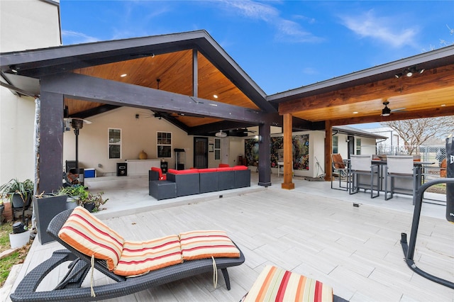 1435 Pioneer Ln, Lowry Crossing, TX 75069 - view of patio featuring ceiling fan, outdoor dining area, and an outdoor hangout area